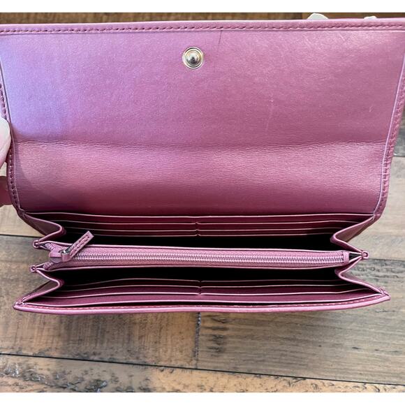 GUCCI Women’s OPHIDIA CONTINENTAL WALLET With Purple Leather Trim & Heart Charms - Picture 3 of 14